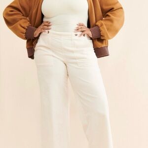 Pilcro “Kit” Utility Wide Leg Corduroy Trousers
 Anthropologie cream